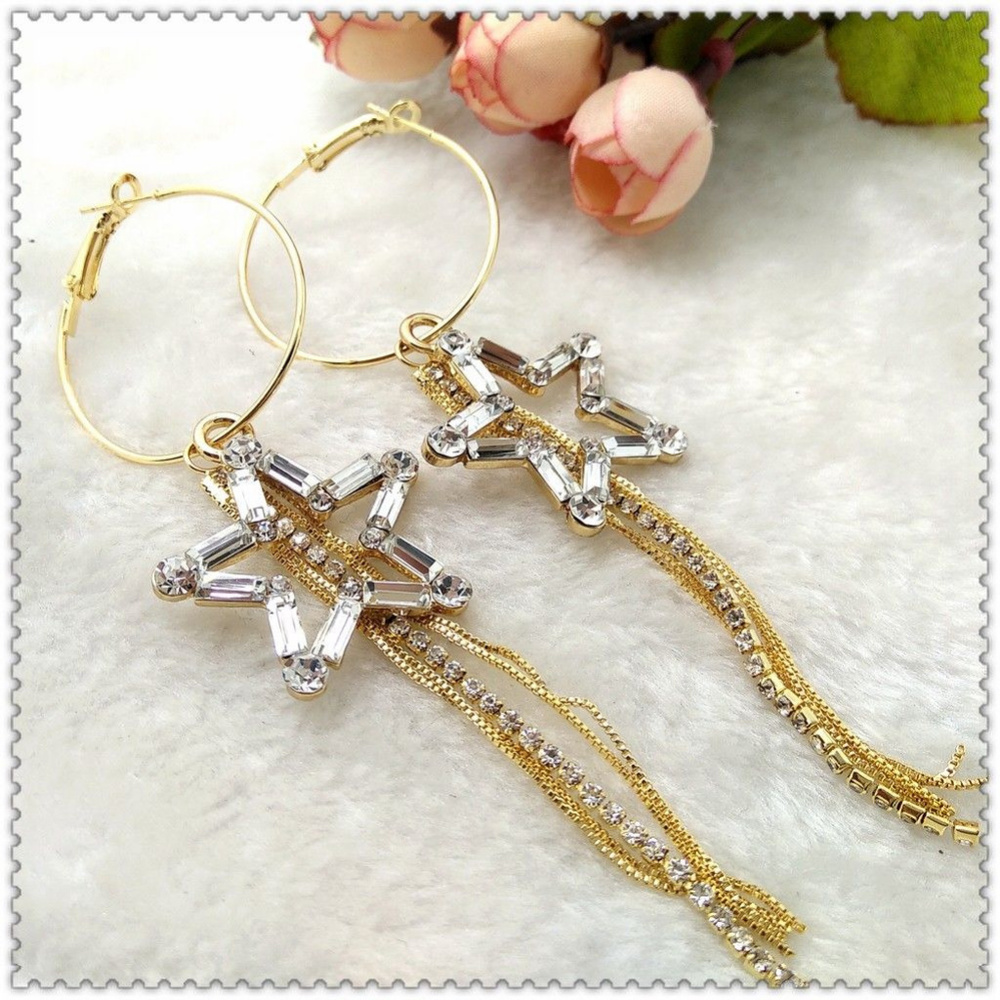 Star and Tassel Hoop Earrings